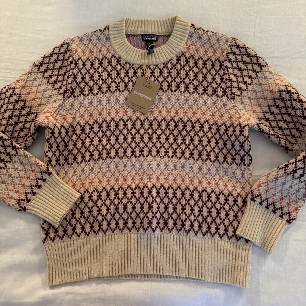 Patagonia Recycled Wool Blend Sweater Women's Small Starlight Cream Crewneck NEW